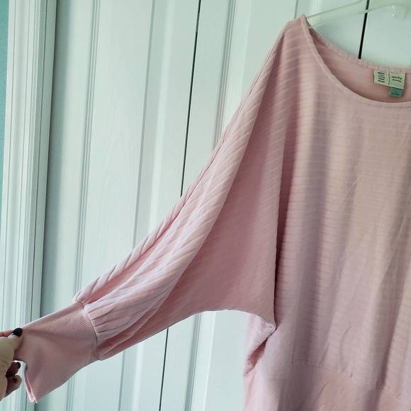 Saturday Sunday Pastel Pink Soft Ribbed Sweater L Oversized Lounging Soft Comfy - Picture 6 of 11
